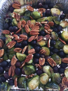 Roasted Brussel Sprouts with Black Grapes and Walnuts